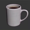 White Ceramic Mug Filled With Hot Coffee On Dark Reflective Background 3d model