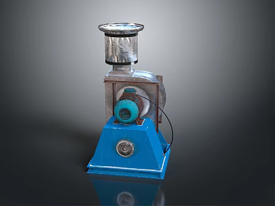 Mechanical Equipment With Blue Base Silver Top And Green Motor Components 3d model
