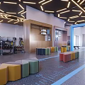Modern Gym Interior Featuring Various Fitness Equipment And Bright Lighting