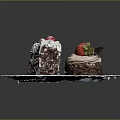 Delicious Household Dessert Cakes With Cream Cherry And Strawberry Toppings On White Plate