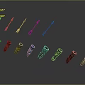 Colorful Decorative Arrows and Quivers with Unique Designs for Weapon Collection