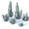 Gray Stone And Wood Decorative Elements With Various Sizes And Shapes For Design Projects 3d model