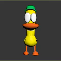 Cartoon Yellow Duck Character Wearing Green Hat With Big Eyes Orange Beak And Feet