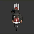 Vintage Red Motorcycle With Rider In Leather Jacket And Jeans