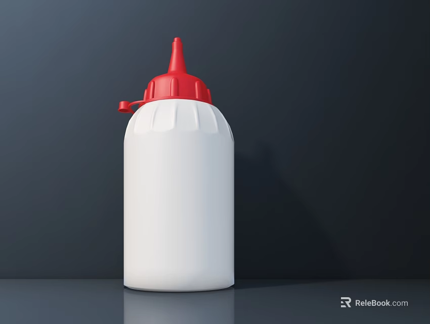 White Ceramic Vessel With Red Squeeze Top On Dark Background 3d model