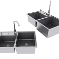 Modern Stainless Steel Double Bowl Kitchen Sink With Durable Faucet Design