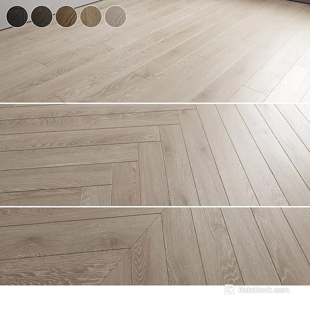 Light Colored Wooden Flooring Featuring Herringbone Pattern And Natural Grain 3d model 