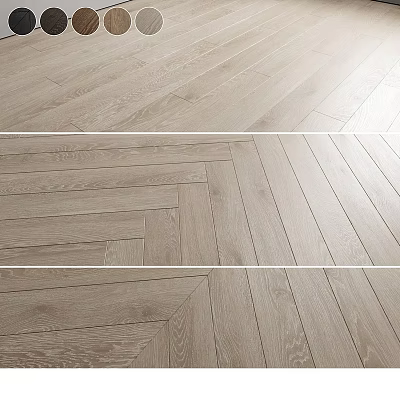 Light Colored Wooden Flooring Featuring Herringbone Pattern And Natural Grain 3d model