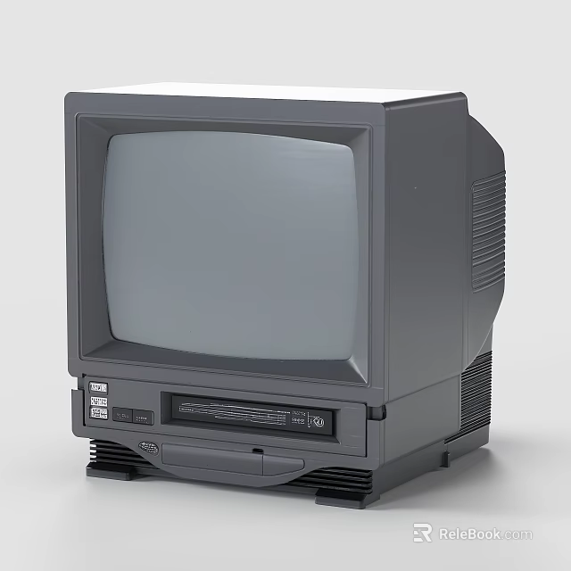 Vintage Retro Television With Classic CRT Screen And Gray Body Design 3d model 