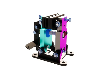 Multi Colored Mechanical Component With Blue Purple Black Parts And Metal Bolts 3d model