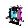 Multi Colored Mechanical Component With Blue Purple Black Parts And Metal Bolts