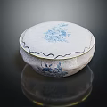 Elegant Porcelain Dinnerware Set with Blue and White Floral Pattern Lid and Scalloped Edge Design