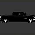 Black Pickup Truck With Cab Cargo Bed Silver Rims On Gray Background With Reflection