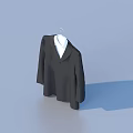 Black Formal Coat Hanging On White Hanger With White Inner And Light Background