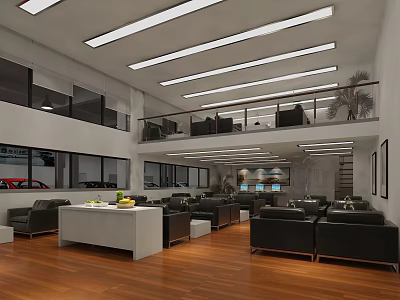 4S Store Showroom Interior With Spacious Layout Two Floor Design And Sofa Seating 3d model