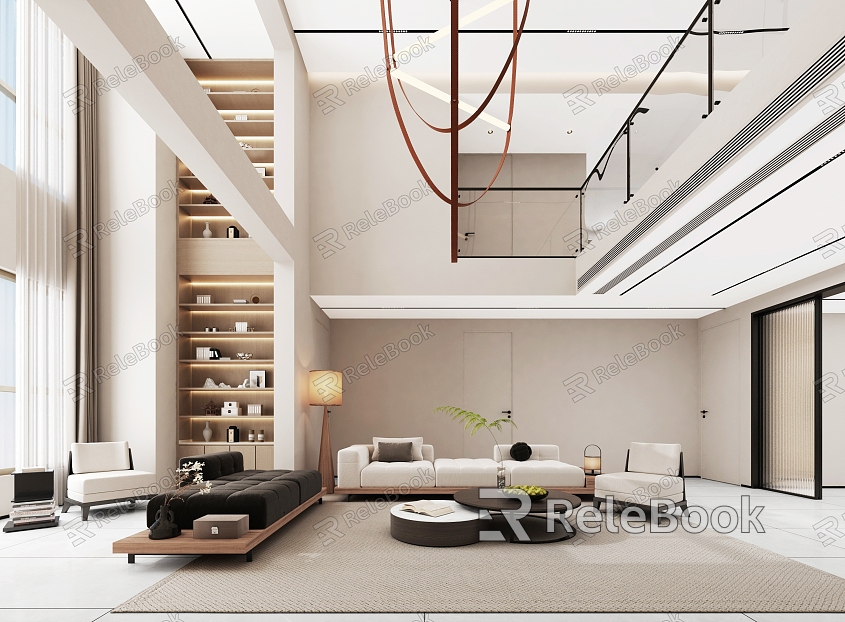 Style Villa Living Room Style Duplex Living Room Minimalist TV Background Wall Minimalist Living Room Sofa Background Wall model