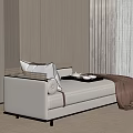 Modern Light Gray Chaise Lounge With Woven Armrest Pillows Tray And Brown Blanket