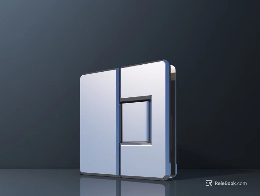 Silver Double Door Refrigerator Freezer With Square Control Panel And Modern Sleek Design For Kitchens 3d model 
