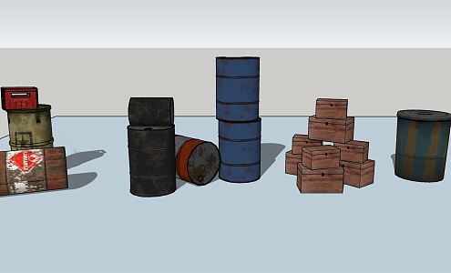 Industrial LOFT Barrel Iron Barrel Wooden Box 3d model