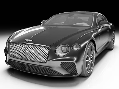 Black Bentley Two Door Luxury Sports Coupe With Chrome Grille And Streamlined Design 3d model