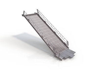 Industrial Metal Ramp Structure With Handrails And Steps 3d model