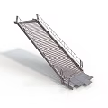 Industrial Metal Ramp Structure With Handrails And Steps