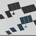 Industrial Solar Panels Equipment With Various Sizes Different Angles And Mounting Brackets 3d model