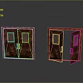 Double Doors With Textured Surface And Glass Panels In Open And Closed States Design