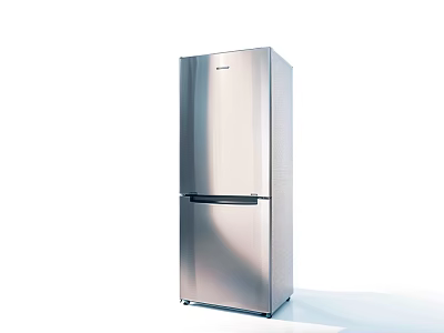 Modern Stainless Steel Upright Refrigerator Freezer With Double Door Design And Sleek Finish 3d model