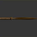 Golden Sword With Decorative Hilt And Smooth Blade On Dark Background