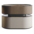 Elegant Modern Nightstand Design With Round Marble Top And Wooden Base