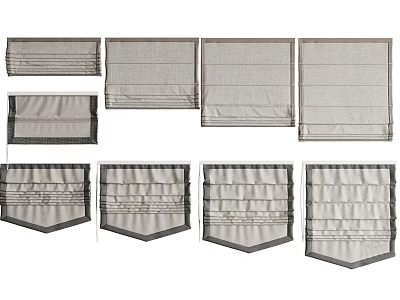 Various Styles of Roman Blinds with Different Textures and Designs for Home Windows 3d model