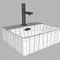 Modern White Vertical Striped Wall Mounted Washbasin With Black Faucet