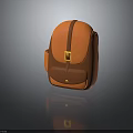 Stylish Orange And Brown Backpack With Yellow Buckle And Adjustable Strap 3d model