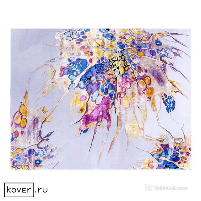 Colorful Abstract Square Carpet With Vibrant Watercolor Patterns And Soft Texture 3d model 