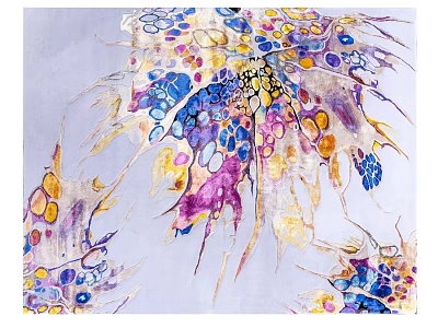 Colorful Abstract Square Carpet With Vibrant Watercolor Patterns And Soft Texture 3d model