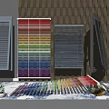 Colorful Window Blinds with Different Color Shades and Samples Displayed in Exhibition Room