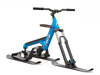 Blue ARGO Motorcycle with Black Handlebars Seat and Skis for Snow Terrain 3d model