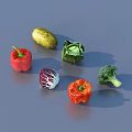 Fresh Assorted Vegetables Including Red Bell Pepper Yellow Bell Pepper Cabbage Broccoli And Red Cabbage