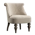 Elegant Upholstered Dining Chair With Patterned Fabric Quilted Backrest And Dark Wooden Legs