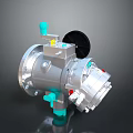 Industrial Mechanical Device With Silver Metal Body Green Handle And Black Circular Component