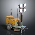 Yellow Trailer Mounted Mobile Lighting Equipment With Four Round Lamps And Generator Box