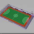 Indoor Handball Court Equipment With Surrounding Boards Goal Posts Seats And Advertising Panels