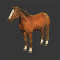 Realistic Chestnut Horse Standing With Shiny Coat Against Gray Background