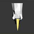 White Polygonal Unicorn Head Sculpture With Yellow Horn On Dark Reflective Background