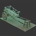 Traditional Handcrafted Wooden Cart Model With Wheels Frame And Small Stool