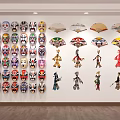 Traditional Chinese Wall Decor Design With Opera Masks Paper Fans and Shadow Puppets
