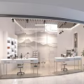 Modern Beauty Hair Salon Interior With Open Counter Beauty Products Decorative Wall Mural and Lighting