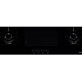 Black Kitchen Gas Hob With Two Burners And Electric Induction Cooktop Panel