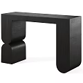 Modern Black Console Table With Unique Geometric Design And Curved Base Support